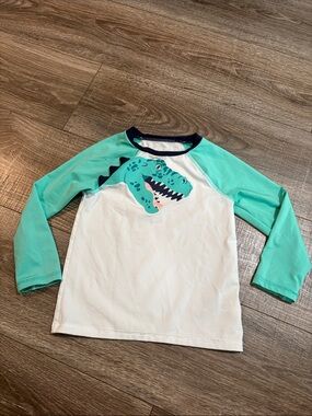 Cat & Jack Long Sleeve Dino Rash Guard - White & Aqua